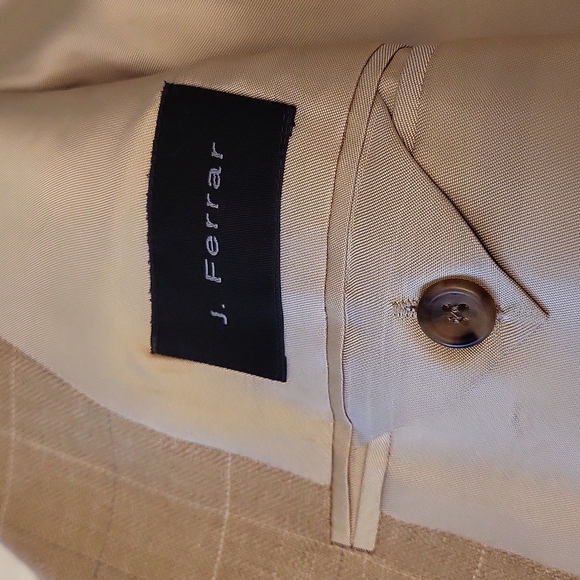 Mens sport coat J.Ferrar brand size 44L, Tan windowpane linen/wool/silk fabric - Picture 6 of 7
